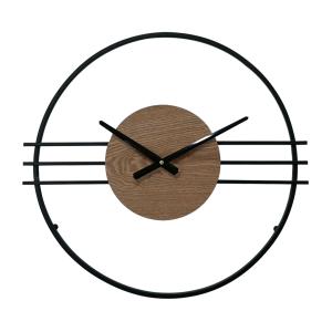 Horloge murale moderne noire et brune Ø 50 cm