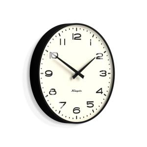 Horloge murale moderne ronde en métal noir mat