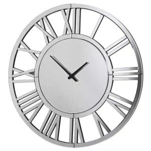 Horloge murale ronde élégante en verre miroir chiffres roma…