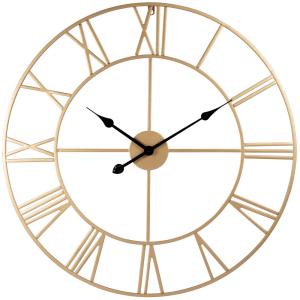 Horloge murale ronde en acier doré D70