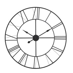 Horloge murale ronde en acier noir, D105 cm
