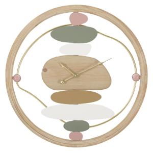 Horloge murale ronde en bois et métal marron Ø 57X3,8 cm