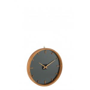 Horloge murale ronde en bois marron 40x40x5 cm