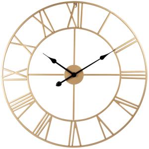 Horloge murale ronde en métal doré D70
