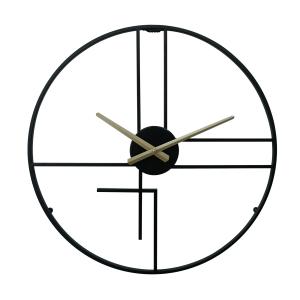 Horloge murale ronde en métal noire et dorée Ø 50 cm