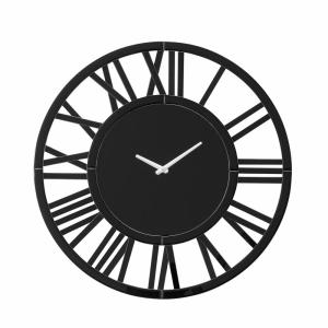 Horloge murale ronde noire chic avec chiffres romains ajour…