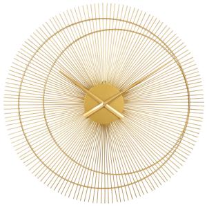 Horloge murale soleil en acier doré, D60 cm