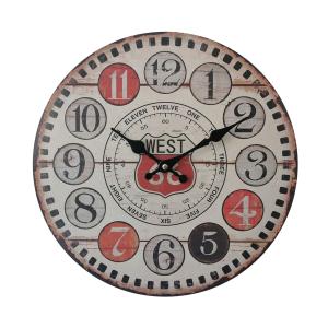 Horloge murale vintage brun, noire et rouge ø 33,8 cm