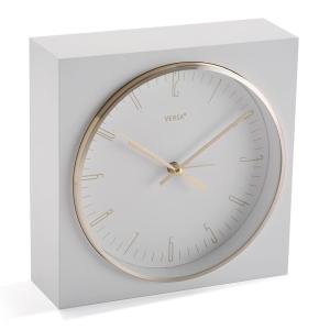 Horloge réveil de table blanc et doré 16.5x6.5x16.5cm