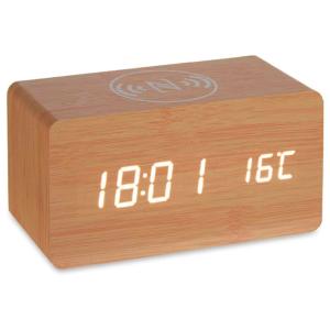 Horloge réveil digital à poser bois 15x7.5x7cm