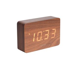 Horloge réveil en bois h. 10 cm marron