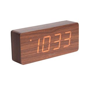 Horloge réveil en bois h. 9 cm marron