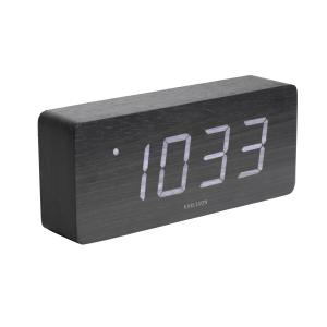 Horloge réveil en bois h. 9 cm noir