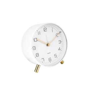 Horloge réveil en métal diam. 11 cm blanc