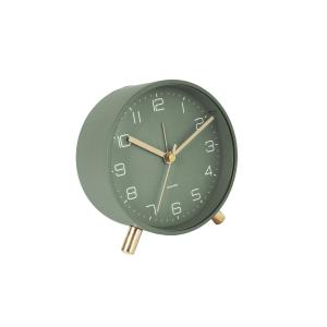 Horloge réveil en métal diam. 11 cm vert