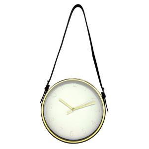 Horloge ronde à lanière blanc doré 30,5x30,5cm