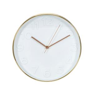 Horloge ronde blanche cuivre D30,5cm