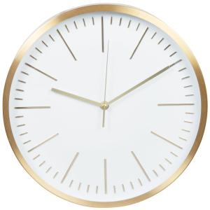 Horloge ronde blanche et aluminium doré, D31 cm