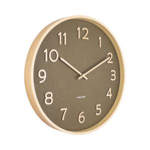 Horloge ronde en bois pure  40 cm vert mousse