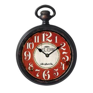 Horloge ronde métal rouge 28x22cm