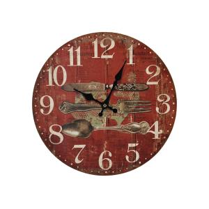 Horloge vintage couverts rouge 34cm