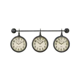 Horloges industrielles en métal effet vieilli (x3) 83x35
