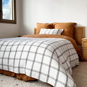 Housse d'édredon en gaze de coton Bleu jean 150x220cm