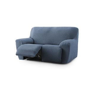 Housse de canapé 2 places relax extensible bleu 150 - 200