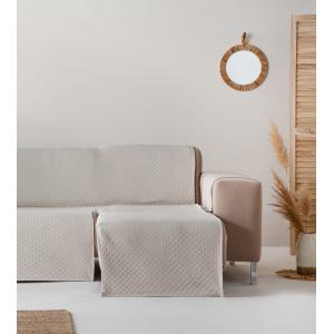 Housse de canapé coton en L droite 200 cm ecru droite