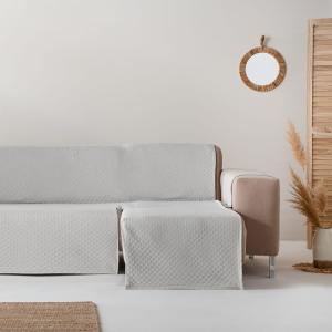 Housse de canapé coton en L droite 240 cm gris clair droite