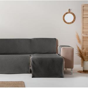 Housse de canapé coton en L droite 240 cm gris foncé droite…