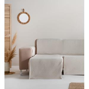 Housse de canapé coton en L gauche 240 cm ecru gauche