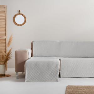 Housse de canapé coton en L gauche 290 cm gris clair gauche