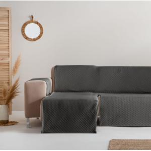 Housse de canapé coton en L gauche 290 cm gris foncé gauche…