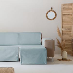 Housse de canapé pratique coton en L droite 200 cm aqua mar…
