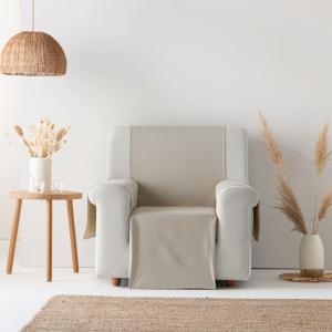 Housse de canapé pratique en coton beige 1 place