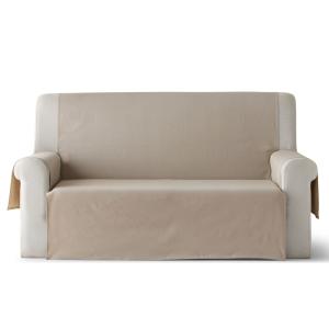 Housse de canapé pratique en coton beige 3 places