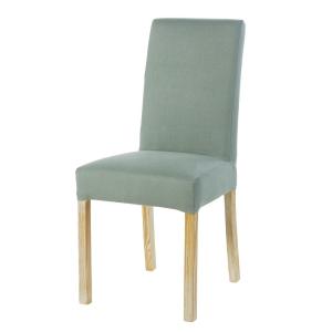 Housse de chaise en lin lavé vert jade, compatible chaise M…