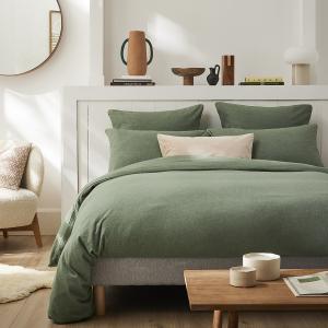 Housse de couete unie en flanelle de coton vert 260x240