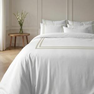 Housse de couette 100 % coton 200 fils beige 140x200 cm