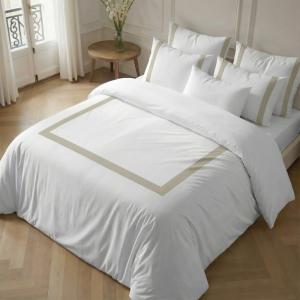 Housse de couette 100 % coton 200 fils beige 180x220 cm