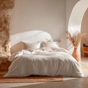 Housse de couette 100% coton beige 180x220 cm   45x125 cm