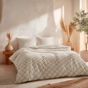 Housse de couette 100% coton beige 240x220 cm   2(50x85) cm