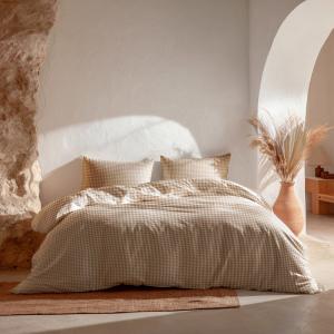 Housse de couette 100% coton beige 260x240 cm   2(50x90) cm