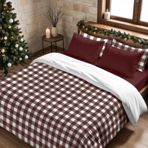 Housse de couette  100% coton rouge et blanc 240x220 cm