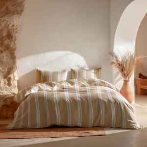 Housse de couette 100% coton taupe 260x240 cm   2(50x90) cm