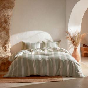 Housse de couette 100% coton vert 240x220 cm   2(50x85) cm