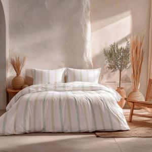 Housse de couette 100% coton vert d'eau 220x220 cm   2(45x7…