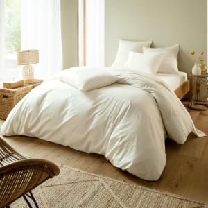 Housse de couette 140x200 blanc ivoire en coton