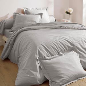 Housse de couette 140x200 gris brume en coton